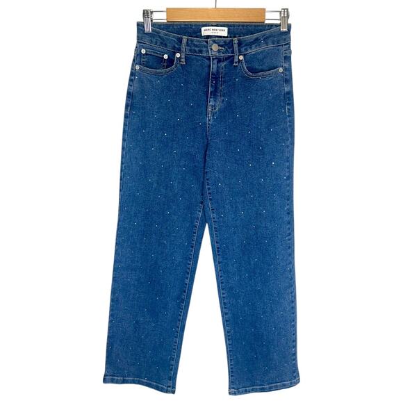 Marc New York Women's Rhinestone Studded Wide Leg Jeans Size 4 Medium Wash Blue - Picture 8 of 8
